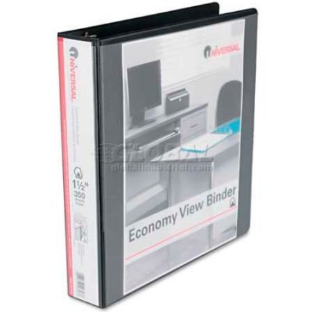 UNIVERSAL Universal® Economy D-Ring Vinyl View Binder, 1-1/2" Capacity, Black UNV20743***